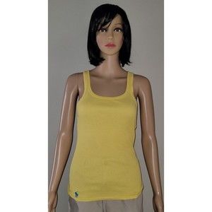 Womens Ralph Lauren Size Medium Yellow Ribbed Tank Top